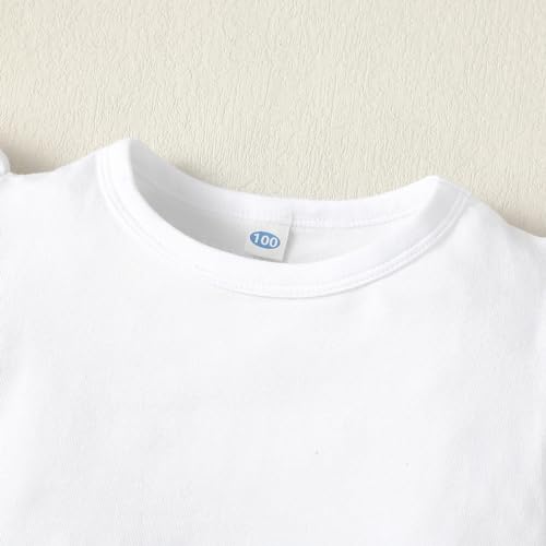 Zfzdren 12M-7Y Toddler Baby Girls T Shirt Solid Color Blouse Ruffle Top Cotton Casual Tees Plain Shirt thumb #3