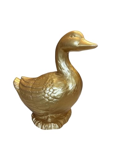 Sparfroh Gartenfigur goldene Gans, Märchen Gans sitzend