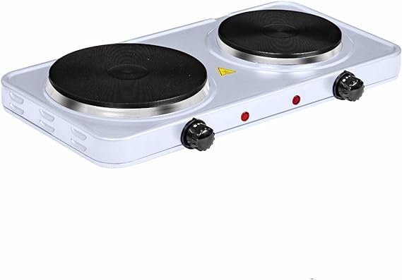 Electric Hot Plate Control-5-Temperature Settings/Portable, Ideal for Cooking While Travelling White,ZANBEEL (Double 2500W)