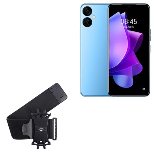 BoxWave Holster Compatible with Tecno Spark 9T - ActiveStretch Sport Armband, Adjustable Armband for Workout and Running - Jet Black