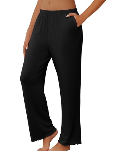Ekouaer Pajama Pants Women Soft Casual Lounge Pajama Bottoms Comfy Stretch Sleep Pants Wide Leg Pj Bottoms with Pockets