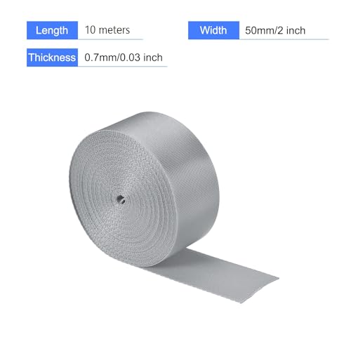 Image of Nylon Webbing Strap, 10 Metres, 1 inch /1.5 inch /2 inch Width, 0.7 mm Thickness (Grey, 2 inch)