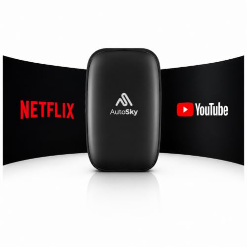 AutoSky Wireless CarPlay & Android Auto AI Box Lite für Fahrzeuge mit Wired CarPlay - Mit Netflix & YouTube - Hotspot Erforderlich - Plug & Play