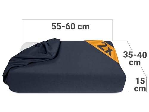 npluseins 2er Pack Spannbezüge für Nackenkissen Gesundheitskissen 959.1234, M, 35-40x55-60 cm, anthrazit