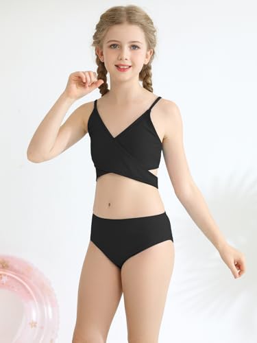 Girls 2 Piece Swimsuits Ribbed Criss Cross Strap Bikini Sets Swimming Bathing Suit for Teen Girls Swim Suit3