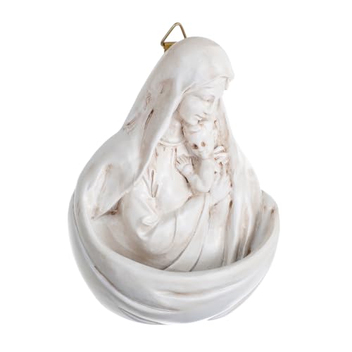 Image of KOMI Madonna&Jesus Resin Holy Water Font for Home Altar Wall Hanging Decor Catholic Gifts