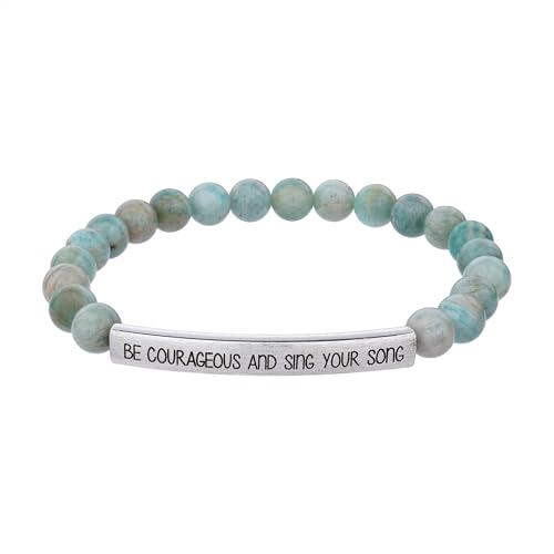 Custom Bracelet for Women, Nature Stone Bracelet with Personalized Name, Custom ID, Engraved, Date, Quote, Coordinates, Inspirational Personalized Gifts for Women, Men, Friend