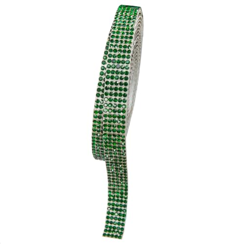 qiipii 3 Yards Emerald Green Self Adhesive Rhinestone Strips K9 Glass Crytal Diamond Dark Green Bling Glitter Rhinestones Ribbon Sticker Bling Wrap Roll for Crafts DIY Arts Crafting Car Phone Decor