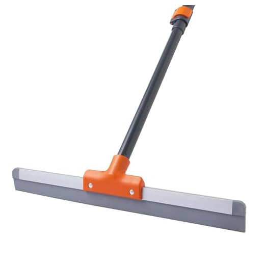 CLEANHOME Rubber Floor Squeegee for Concrete Floor, Tile Floor, Metal Aluminium Heavy Duty Garage Shower Floor Squeegee Broom for Removing Water, Commercial Scrubber Mop with Extendable Long Handle