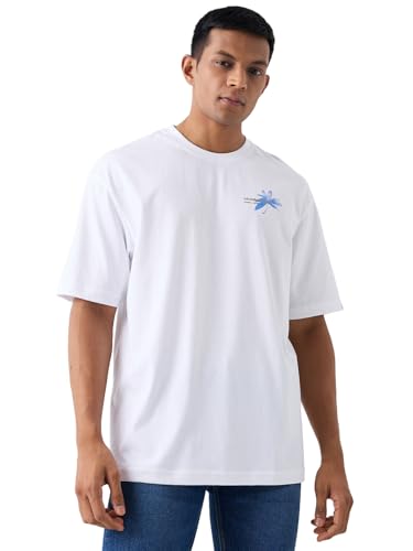 Image of Spykar Men's Oversized Round Neck Half Sleeve Solid Casual T-Shirt