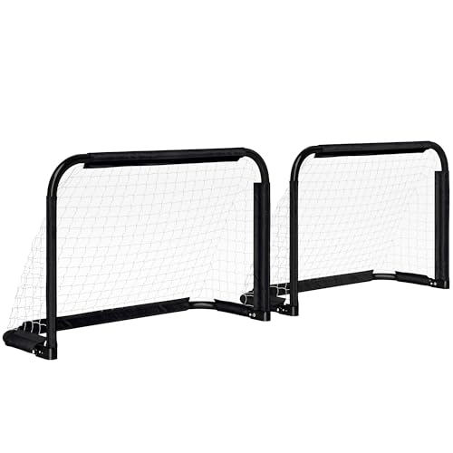 HOMCOM Fußballtor 2er Set Klappbar Fussballtore mit Metallrahmen für Kinder und Erwachsene, Garten, 90 x 36 x 60 cm, Schwarz HOMCOM Fußballtor 2er Set Klappbar Fussballtore mit Metallrahmen für Kinder und Erwachsene, Garten, 90 x 36 x 60 cm, Schwarz