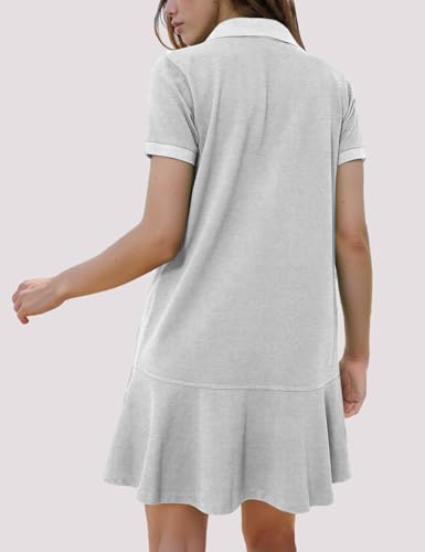 Image of Flygo Womens Polo Dress Summer Short Sleeve Ruffle T Shirt Dress