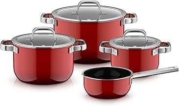 WMF Fusiontec Mineral Pro 0519405290 4-Piece Saucepan Set, Durable, Scratch-Resistant Material, Induction Cookers, Suitable for All Hob Types, Made in Germany, Papaya Orange