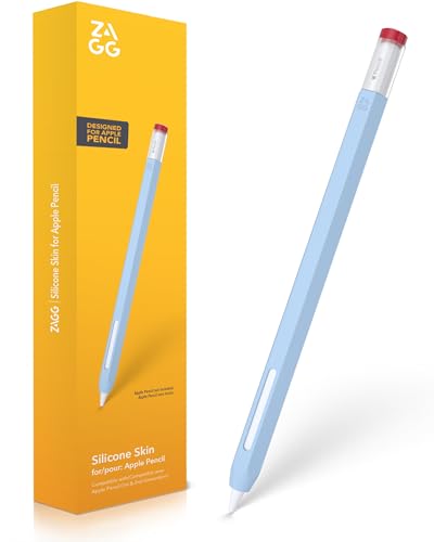 ZAGG Silicone Skin for Apple Pencil (1st & 2nd Generation) and ZAGG Stylus - Hexagonal Design for Non-Slip Grip, Anti-Roll Protection, and Ergonomic Comfort, Two-Pieces, Blue