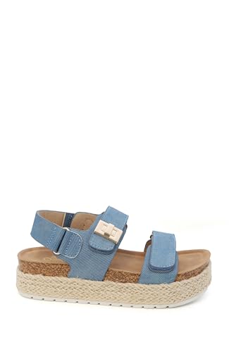 Image of YOKI TRIBECA-Y Platform Girls Sandals With Double Strap And Gold Buckle - Lightweight Toddler Sandals - Cushioned Footbed Sandal