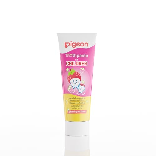 Image of Pigeon Strawberry Toothpaste for Babies & Kids 45 g | Fluoride & SLS Free | Colour & Paraben Free | pH-Balanced Gentle Daily Oral Care