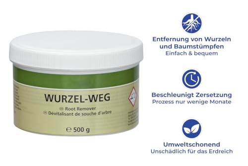 Maximex Wurzel-Weg 500 g, Beschleunigt den Zersetzungsprozess, Wirksamer Baumstumpf Wurzelentferner, Unschädlich für das Erdreich, Ø 11 x 7 cm