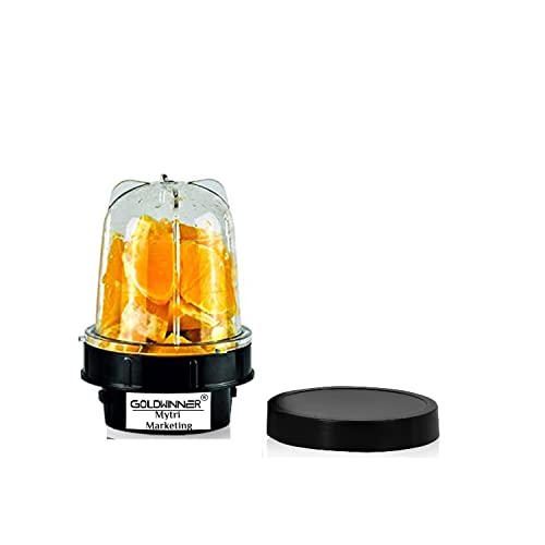 Goldwinner Small Bullet Jar for Mixer Grinder Set of 1 (350 ML) ABS Transparent Plastic Mixer Juicer Jar, Black- NMA21
