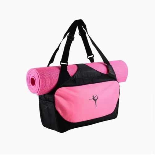 RTMYOR (Without Mat) Yoga Tote Bag with Mat Holder, Multi-Colour Sports Duffle Bag, Large Capacity Nylon Gym Bag for Fitness and Dance (Pink)