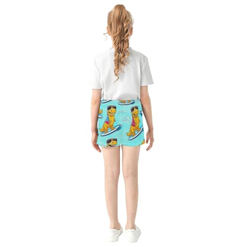 Cartoon Yellow Surfboard Blue Girls Lounge Shorts Cute Athletic Summer Patterned Pajama Youth Kids Clothes, X-Small3