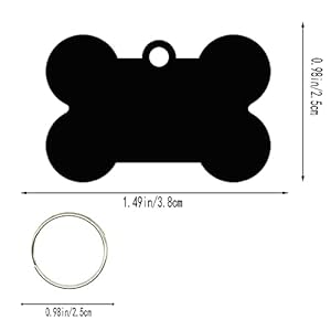 30 pcs black bone shape pet id tag with key ring 38mm blank personalized aluminium pendants tag dog cat pet name phone number id tag charm for dogs cats name craft tag   cucciolini doodles