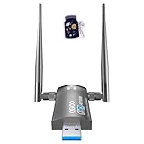 WiFi 6 Adapter for Desktop PC, AX1800 USB 3.0 WiFi Dongle Dual Band 5Ghz/2.4Ghz High Gain Dual 5dBi Antennas 802.11ax MU-MIMO Wireless Network Adapter for Computer Laptop Supports Windows 11/10/8/7