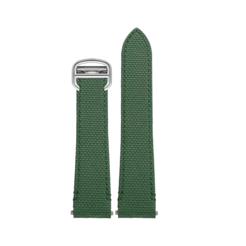 FKM ���o�[���v�o���h Cartier Santos De WSSA0009 WSSA0010 �ƌ݊�������A�N�C�b�N�����[�X�����p�t�b�f�S���X�g���b�v 19mm 21mm(A-Green-Silver,21mm)