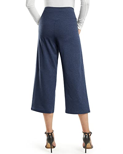 Image of Promover 14 inch /21 inch /23 inch /25 inch Inseam Capri Pants for Women Wide Leg Yoga Cropped Pants with Pockets Loose Casual Summer Pant