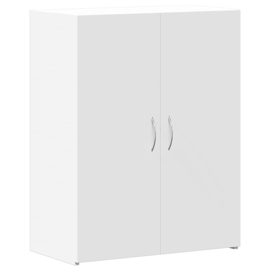 Aktenschrank Weiß 60x32x77 cm Büroschrank aus Holzwerkstoff mit Zwei Türen für Büroorganisation und Stauraum