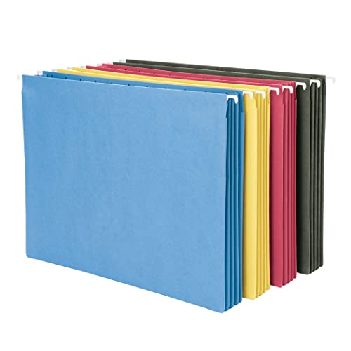 Smead Hanging Pocket With Full-Height Gusset, 3-1/2" Expansion, Letter Size, Assorted Colors, 4 Per Pack (64291) #TOP3