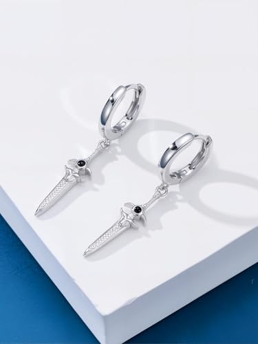 Arrowhead Earrings for Men 925 Sterling Silver Turquoise Sword Dangle Viking Earrings Men Gothic Jewelry for Women2