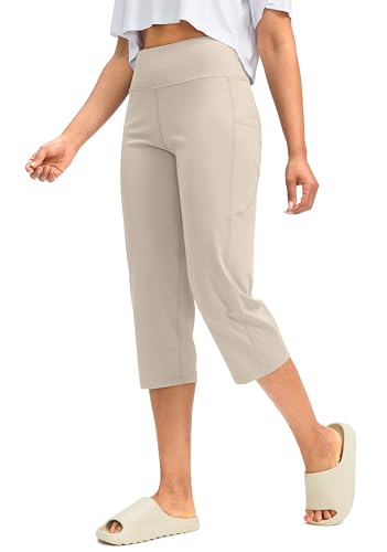 Image of G Gradual Capri Pants for Women High Waist Workout Yoga Pants with Pockets Tummy Control Leggings Crop Straight