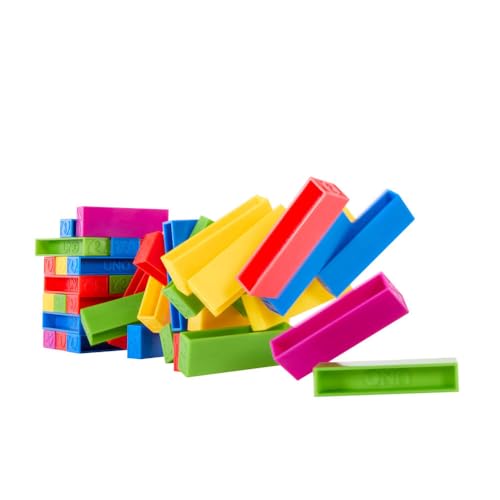 Image of Mattel Games UNO Stacko Game for Kids & Family with 45 Colored Stacking Blocks & Loading Tray, Build & Play, Game Nights & Parties