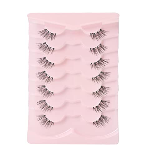 Onlyall Half Lashes Natural Look 3/4 False Eyelashes Wispy Cateye Lash Clear Band Eyelash 3D Faux Mink Fake 7 works C03-Corner - Image 3