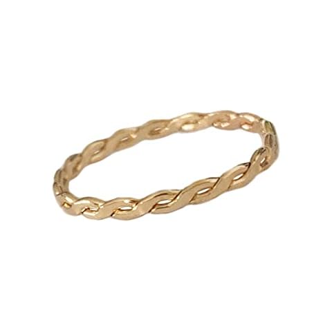 Toe Ring | 14K Gold Fill Twisted Braid | Fitted Ring For Foot Or Knuckle Midi | Unisex (2.5) Cover