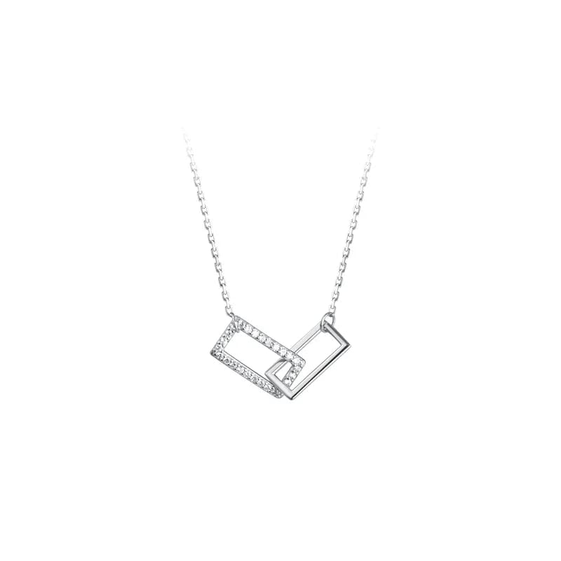 Collier trombones géométriques zircon : cadeau idéal bijoux élégants 925