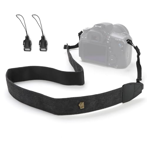 Bandoulière Appareil Photo MyGadget - Sangle Universelle 105 Cm Coton & PU Cuir