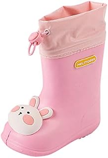 YONGFU Toddler Baby Kids Rain Boots, Little Kids Baby Girls Boys Waterproof Cartoon Rubber Rain Shoes Rain Boots 12M-6Years (Yellow-0E#, 12-15Months)