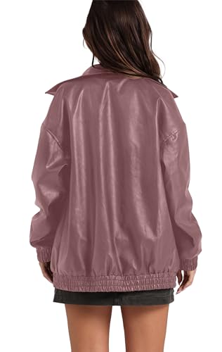 Image of Sampeel Leather Jacket Women Faux Oversized Motorcycle Bomber Coats 2026 Fall Fashion Outfits Winter Clothes