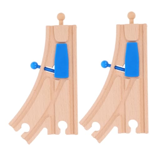 Beaupretty Vías Férreas De Madera con Desvío Azul para Tren a Escala, 2 Piezas, Accesorios Educativos para Niños, Expansión De Pista para Juego Creativo Infantil, Compatible Juguetes De Tren