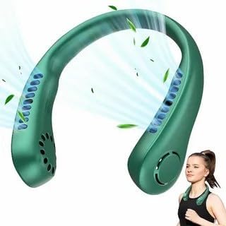 Ventiladores de cuello, ventilador personal recargable por USB, funciona con batería de 3000 mAh, ajuste de 3 velocidades, ultra silencioso, carga