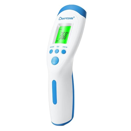 Berrcom Termómetro Digital Termómetro Frente Infrarrojo sin Contacto Termómetro Bebés Médico Termometros pantalla Retroiluminada de Tres Colores, ℃ y ℉ Conmutable, Temperatura de Lectura Instantánea