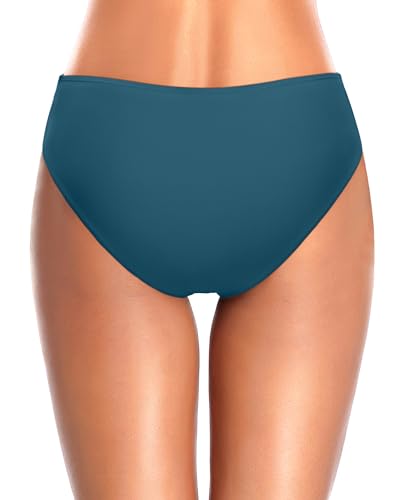 Image of Tempt Me Women Bikini Bottoms Mid Waist Bathing Suit Swimsuit Ruched Swim Bottom