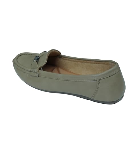 Image of Pluxh Women Olive Bellies | Metal Buckle Pull-On Ballet Flats