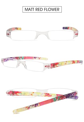 VEVESMUNDO Rimless Reading Glasses Women Retro Designer Readers with Floral Case (1 pcs Matt Red Grid, +2.0) - Image 3