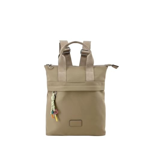 MODELISA - Bolso Mochila con Asas y Correas Ajustables Multifuncional Estilo Casual para Mujer (Caqui)