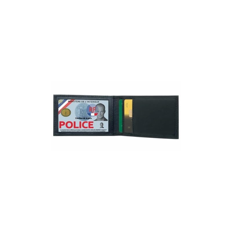 Porte-cartes horizontal mini 2 volets en cuir - Noir - GK