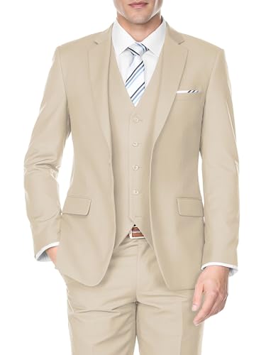 Men's 3 Piece Suits Slim Fit Wedding Prom Party Business Suit One Button Blazer Vest and Pants Tuxedo Set