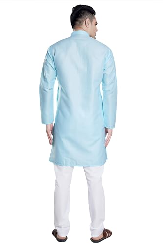 Image of DIVISIVE Men's Plain Cotton Blend Linen Slim Fit Kurta Pyjama Set