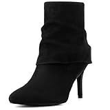Perphy Pointed Toe Fold Over Stiletto Heel Slouch Ankle Boots for Women Black 5 UK/Label Size 7 US